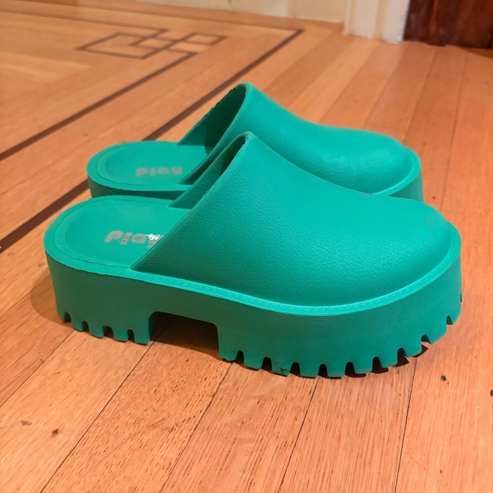 Green Platform Slide Sandals - image 1